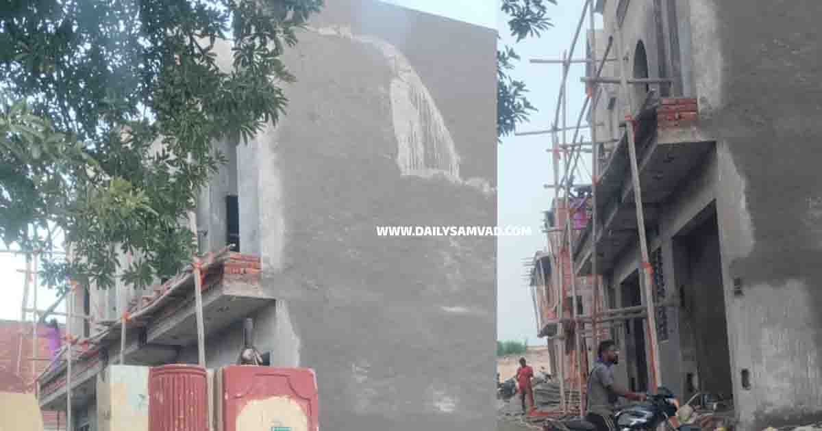 डोली पैलेस में काटी गई अवैध कालोनी में अवैध रूप से कोठी बनाई जा रही है