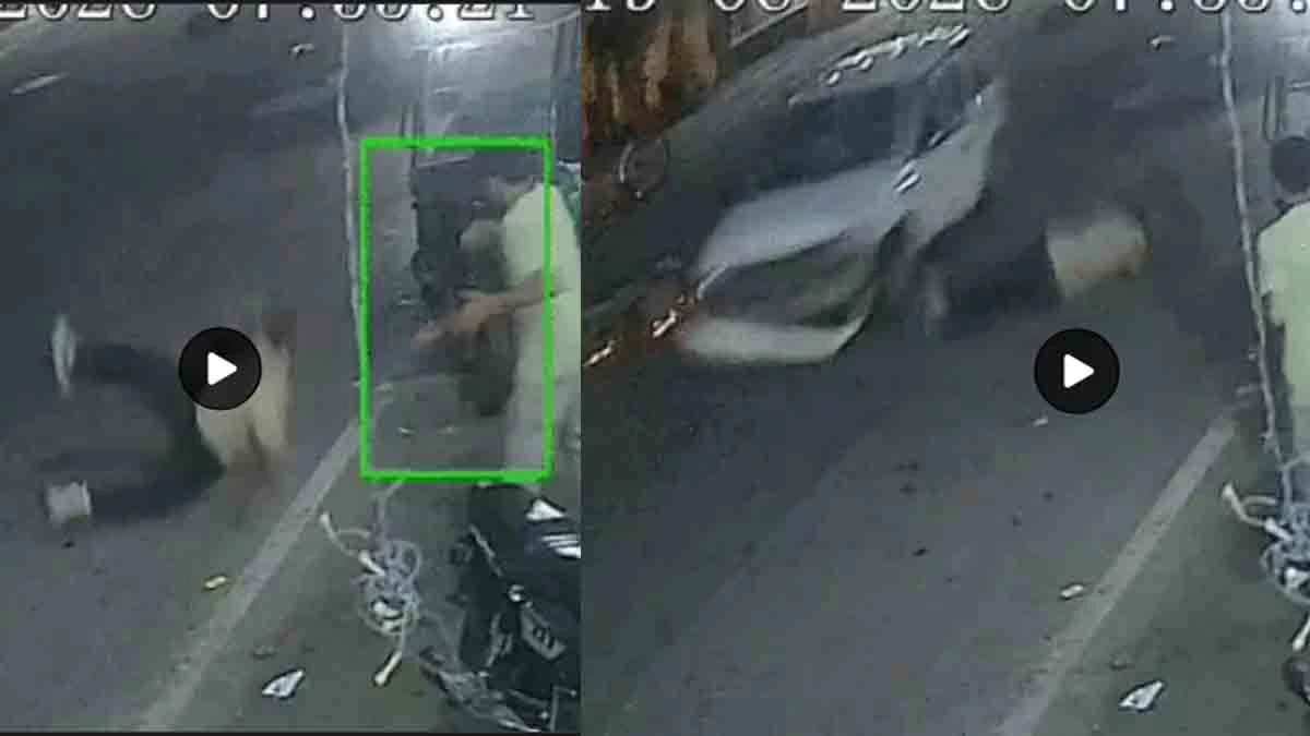 Speeding car struck and flung two pedestrians in Ludhiana