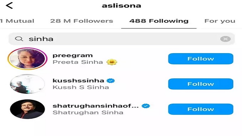Poonam and love sinha unfollow sonakshi