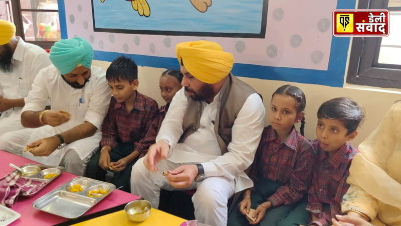 Cabinet minister Harbhajan Singh makes surprise visit to government schools and eats mid-day meal sitting with students