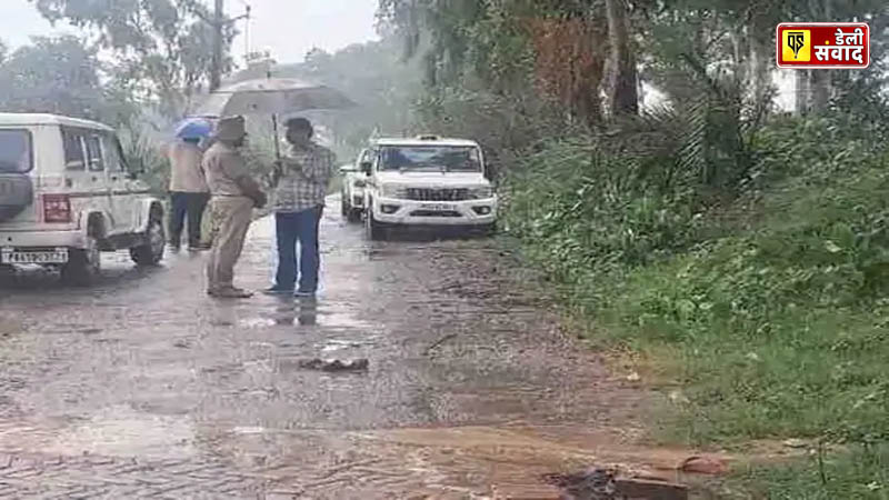 Officers and police present inspecting the scene of the incident