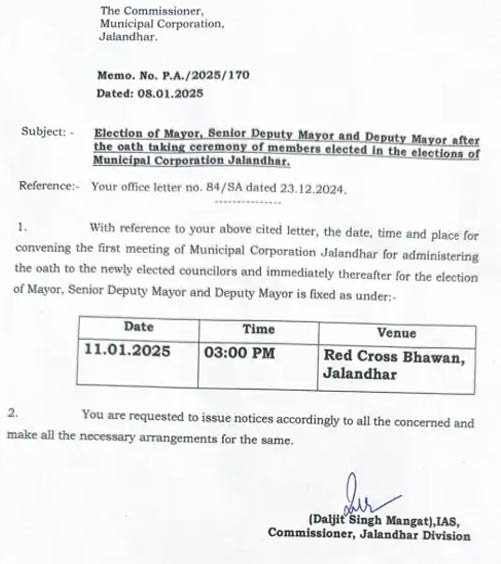 Letter issued by Jalandhar Divisional Commissioner