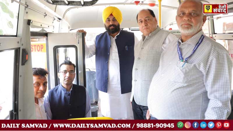 Harjot Bains dedicates new bus to a school in Ropar