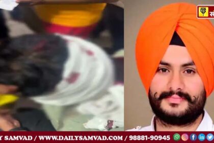 R- Businessman Gurbir Singh, injured in the attack, showing the injury on his head. & L-Congress leader Lucky Sandhu