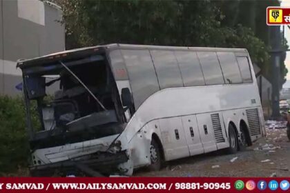 Major accident in Los Angeles, America, SUV collides with bus