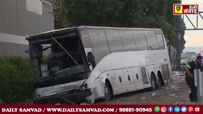 Major accident in Los Angeles, America, SUV collides with bus