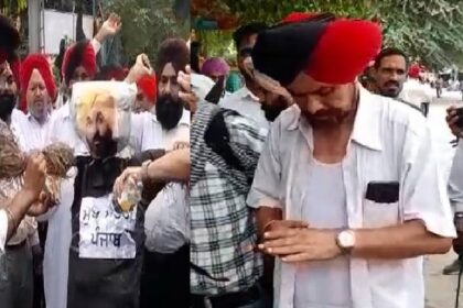 Punjab News: सीएम मान का पुतला फूंकते समय एक पूर्व सैनिक आग की लपेटो में आया , बड़ा हादसा होने से टला