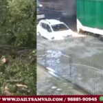 L- Many trees have fallen on Akbar Road. The work of clearing the road is going on this morning. R- Due to rain for several hours in Mahipalpur, the roads were flooded.
