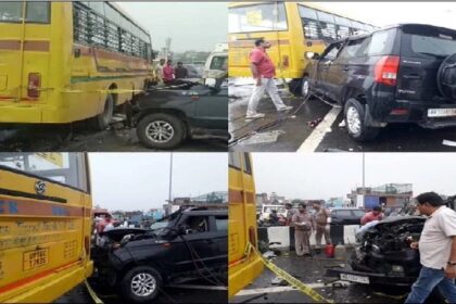 Accident News: एक्सप्रेसवे पर बड़ा हादसा, स्कूल बस और कार की भीषण टक्कर, छह लोगों की मौत