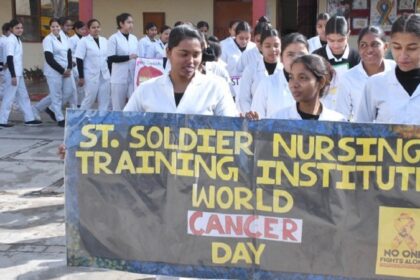 World Cancer Day: सेंट सोल्जर नर्सिंग ट्रेनिंग इंस्टीट्यूट ने कैंसर जागरूकता रैली निकाली