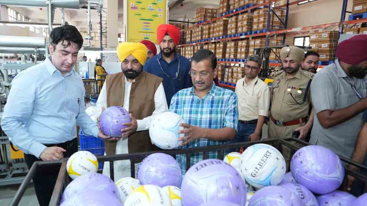 Arvind Kejriwal and CM Mann Flag off shipment Rugby Balls for Global Matches