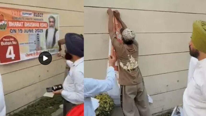 Official arguing with Barinder Singh Dhillon.
