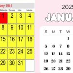 Calendar 1941 and 2025
