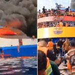 A ship full of passengers caught fire in Indonesia