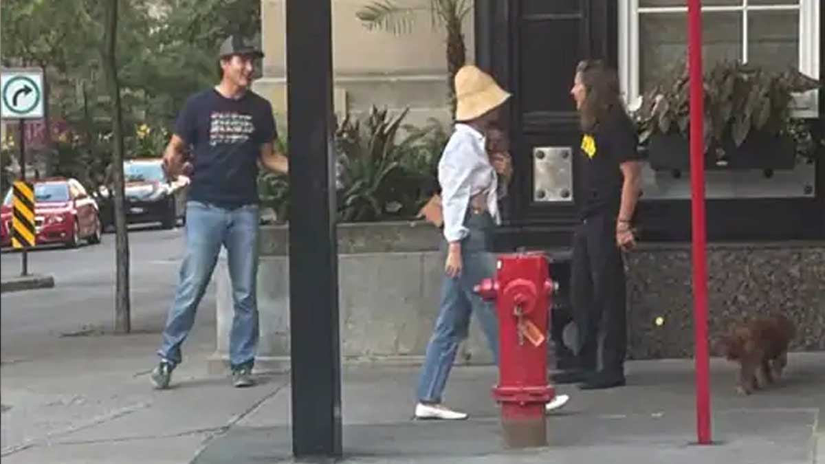 Trudeau and Katy Perry were seen outside the restaurant. Perry also had her dog on her arm.