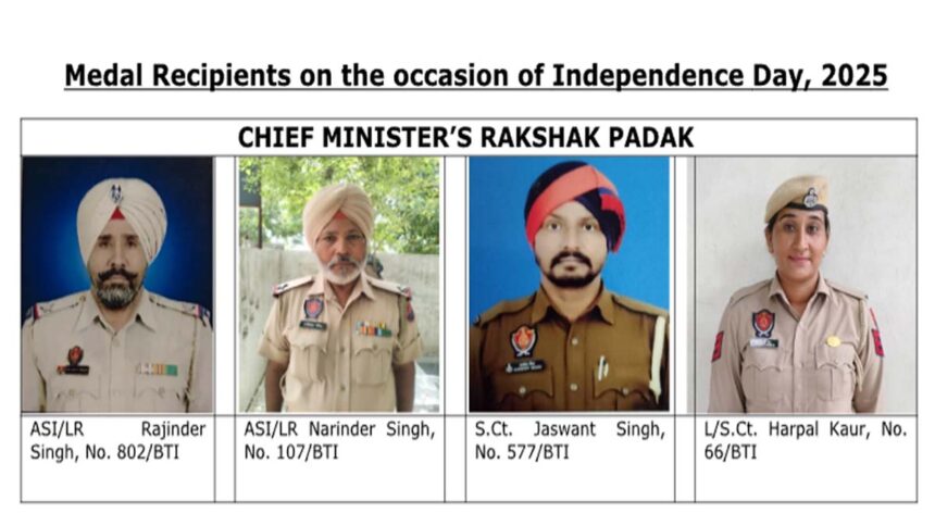 4 Punjab Police officers to be awarded CM's Guard Medal