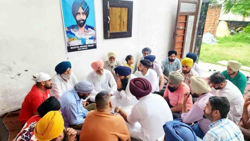Harjot Singh Bains expressed condolences to the family of martyr Lance Naik Pritpal Singh