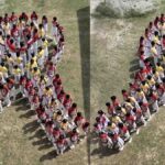 Students of St. Soldier celebrated 'Roz Day' by forming a human chain