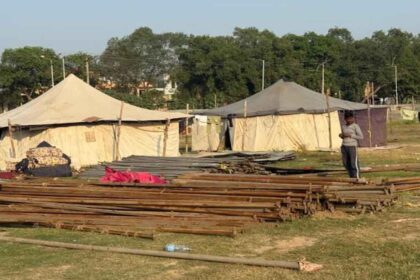 Construction of tent city begins at Sri Anandpur Sahib