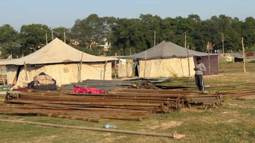 Construction of tent city begins at Sri Anandpur Sahib