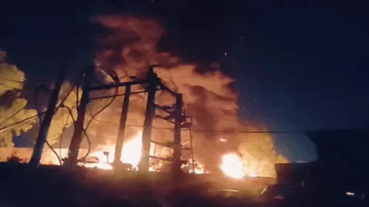 Fire breaks out at the tire warehouse of a rubber factory in Lumma Pind Chowk, Jalandhar