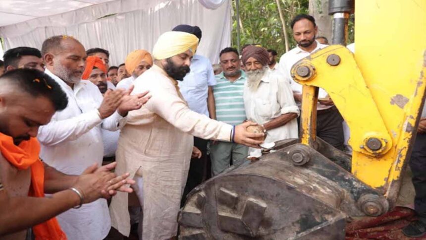 Harjot Bains laid the foundation stone for a high-level bridge over the Sawan River