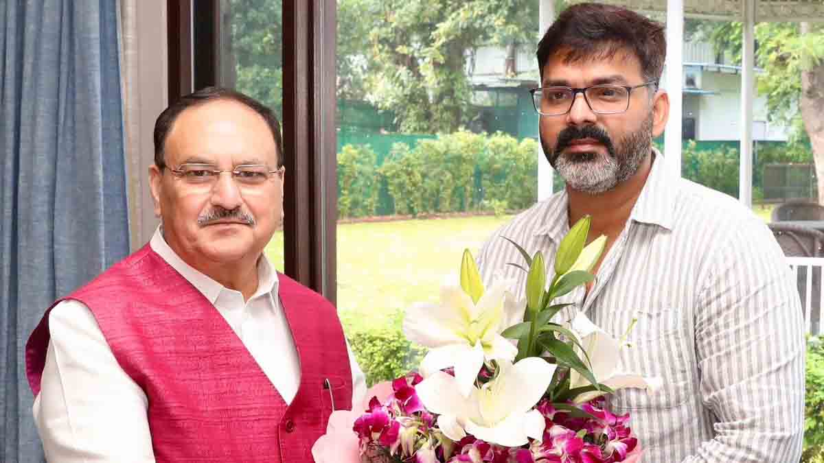 Pawan Singh with JP Nadda