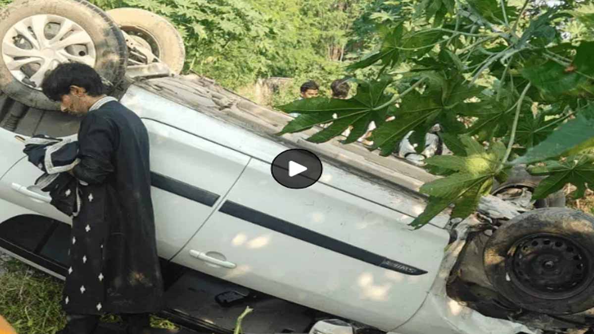 Speeding car hit a young man riding a bike in Jalandhar