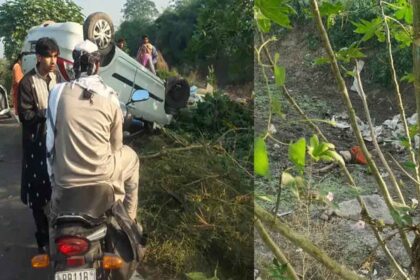 Speeding car hit a young man riding a bike in Jalandhar