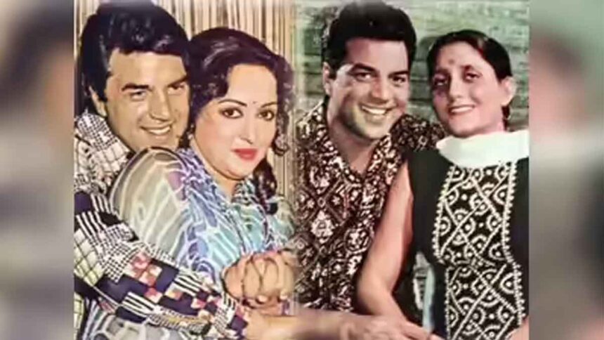 Dharmendra with his 1st wife Prakash Kaur and 2nd wife Hema Malini