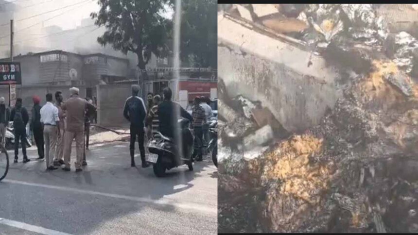 Fire breaks out at a house on Race Course Road in Amritsar