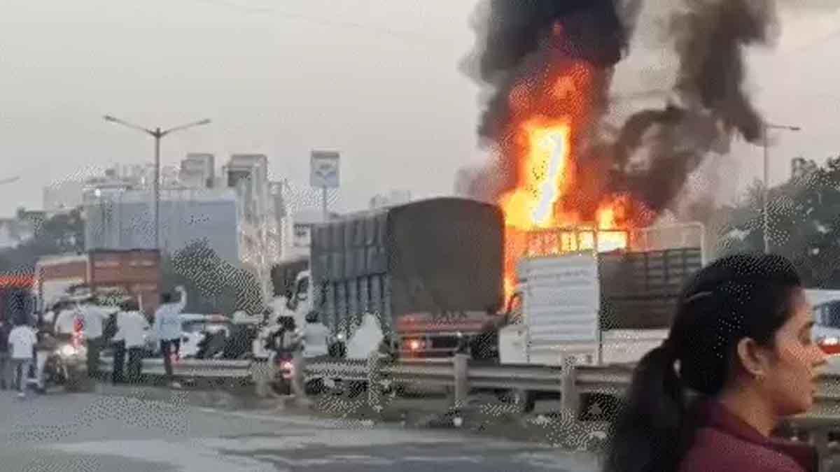 Vehicles Collide And Catch Fire In Pune