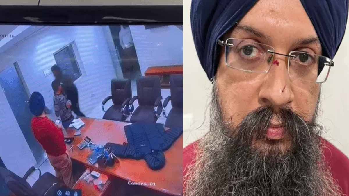 The confrontation with the owner was captured on CCTV, and the businessman was injured