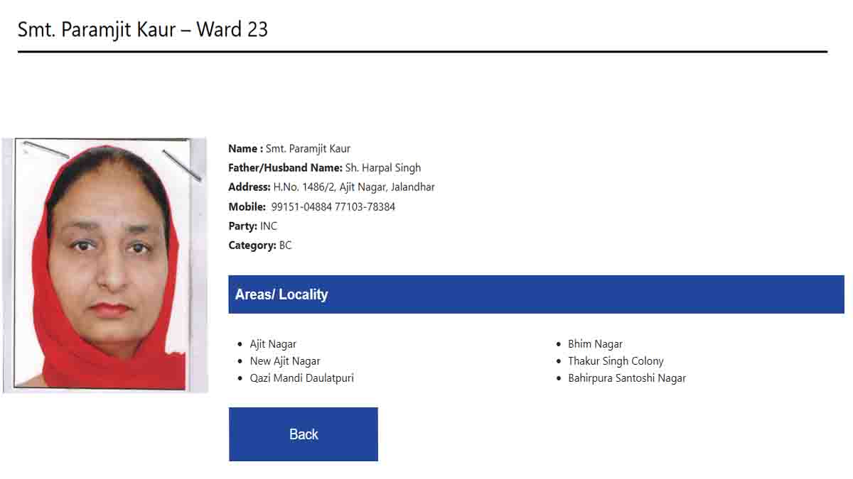 Paramjeet Kaur ward 23