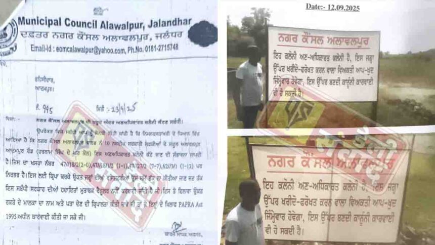Illegal Colony Alawalpur Jalandhar News Update