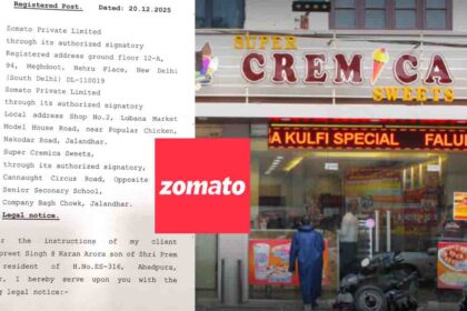 Super Cremica Sweets and Zomato Notice