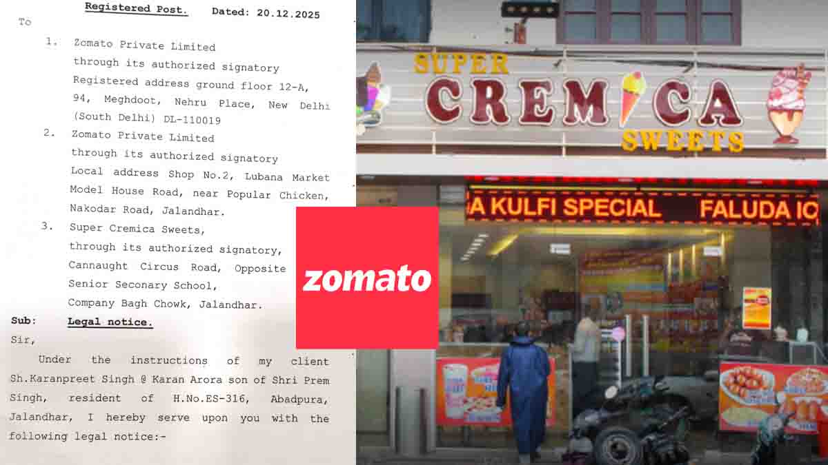 Jalandhar News: जालंधर में सुपर क्रीमिका स्वीट्स और Zomato को RTI एक्टिविस्ट ने भेजा लीगल नोटिस