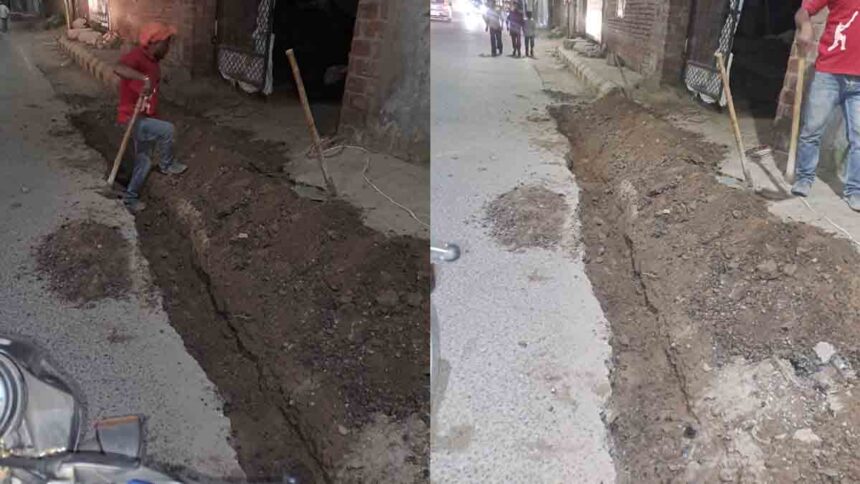 Illegal sewerage construction on Gulab Devi Road Jalandhar
