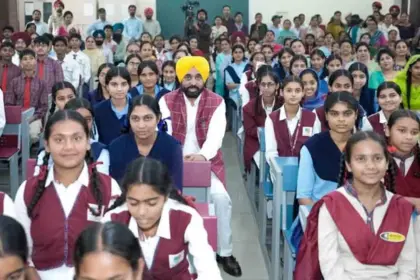 CM Mann met students at the School of Eminence in Adampur