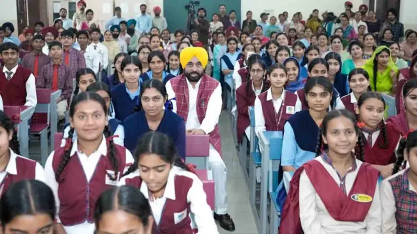 CM Mann met students at the School of Eminence in Adampur