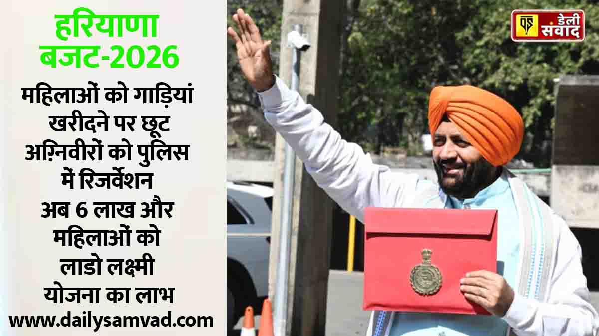 Haryana Budget 2026: मुख्यमंत्री नायब सिंह सैनी ने पेश किया बजट, 2.23 लाख करोड़ का प्रावधान, महिलाओं, युवाओं और किसानों पर फोकस