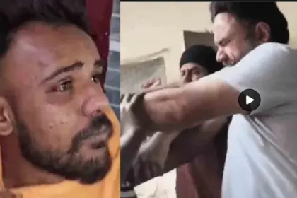 In Jalandhar, at the Bhargo Camp police station, an individual accused of stealing wood was severely beaten by a group of people.