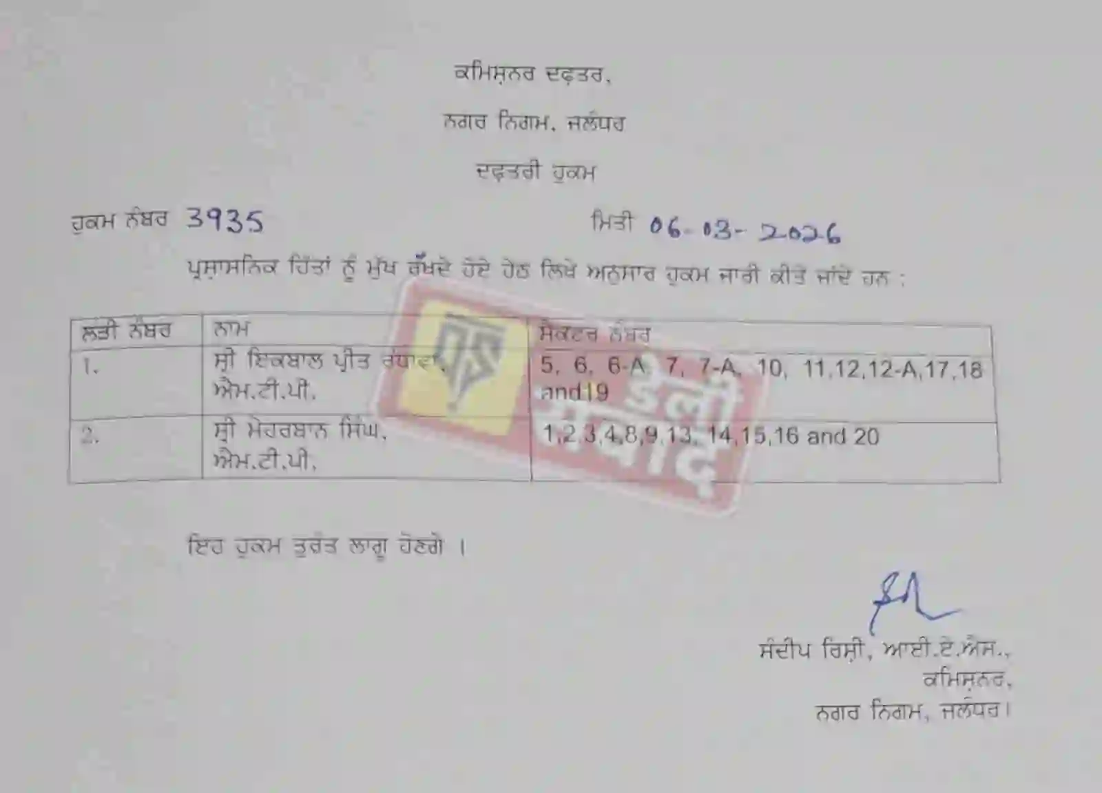 Jalandhar News: जालंधर के मेयर वनीत धीर ने किया औचक निरीक्षण, दो अफसरों के कार्यक्षेत्र में बदलाव, देखें List