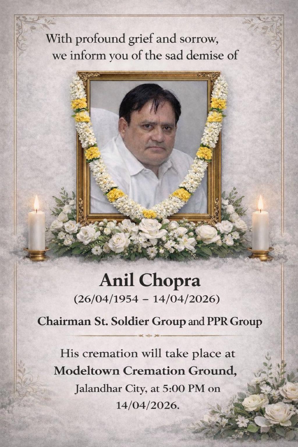 Anil Chopra ji pass away