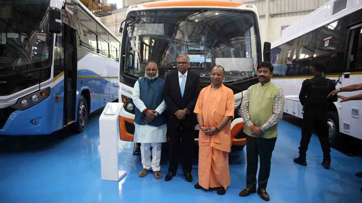 CM Yogi flags off the 1-millionth vehicle at Tata Motors' Lucknow plant