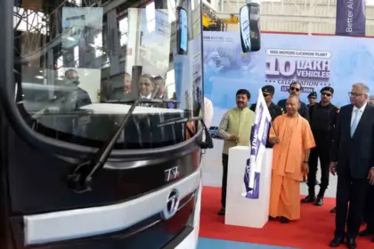 CM Yogi flags off the 1-millionth vehicle at Tata Motors' Lucknow plant