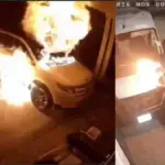 Youth setting fire to the vehicle captured on CCTV
