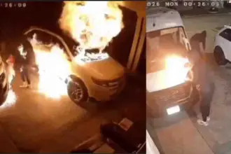 Youth setting fire to the vehicle captured on CCTV