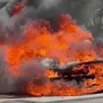 Moving BMW Car Catches Fire on Chandigarh Airport Road