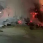 Trolley filled with stubble catches fire